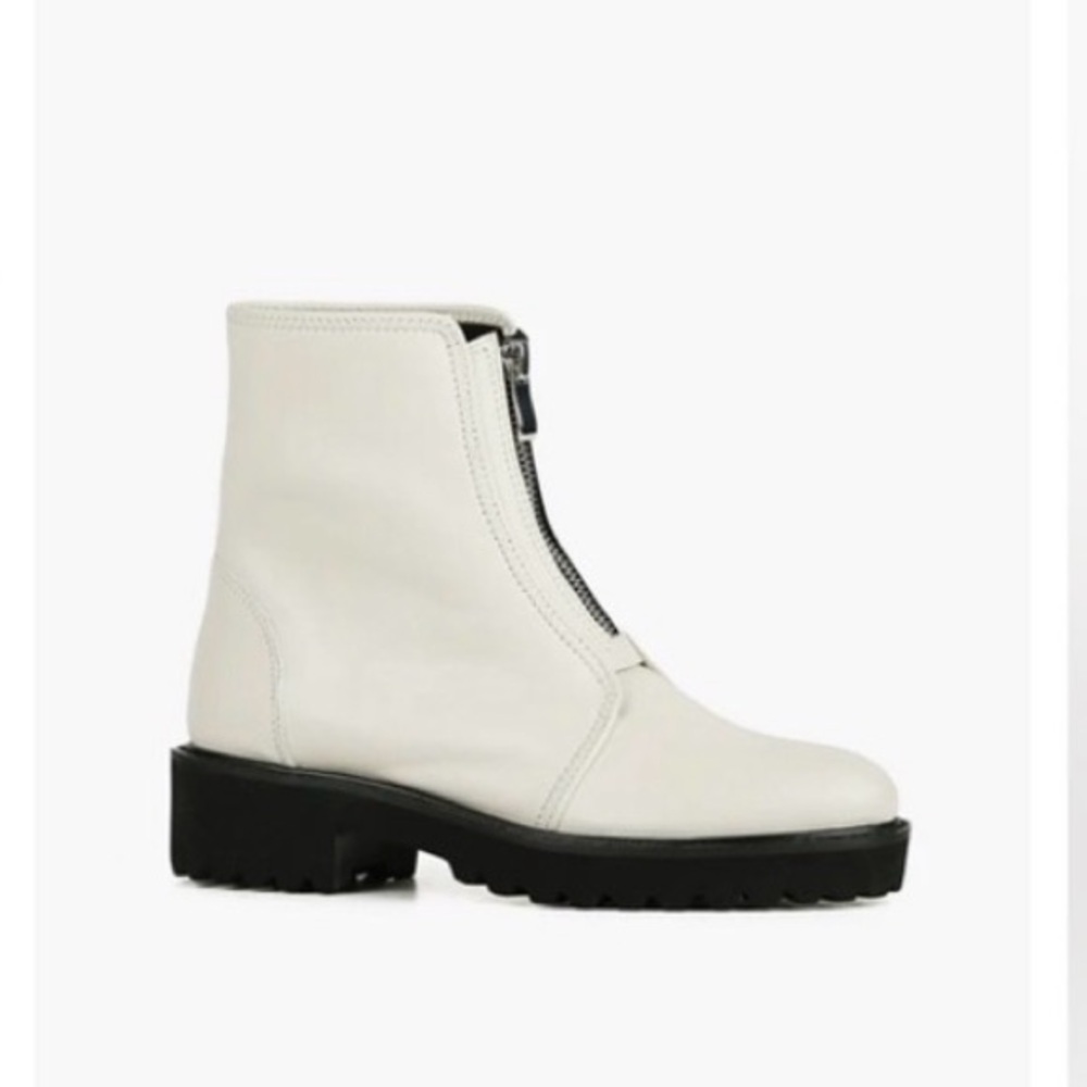 Elegant White Ankle Boots with Black Sole